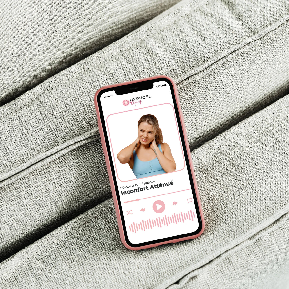 Mockup canapé de la séance Inconfort Atténué – séance d’auto-hypnose 20 minutes –