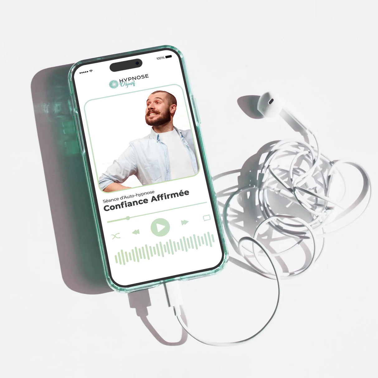Mockup écouteurs de la séance Confiance Affirmée – séance d’auto-hypnose 20 minutes –