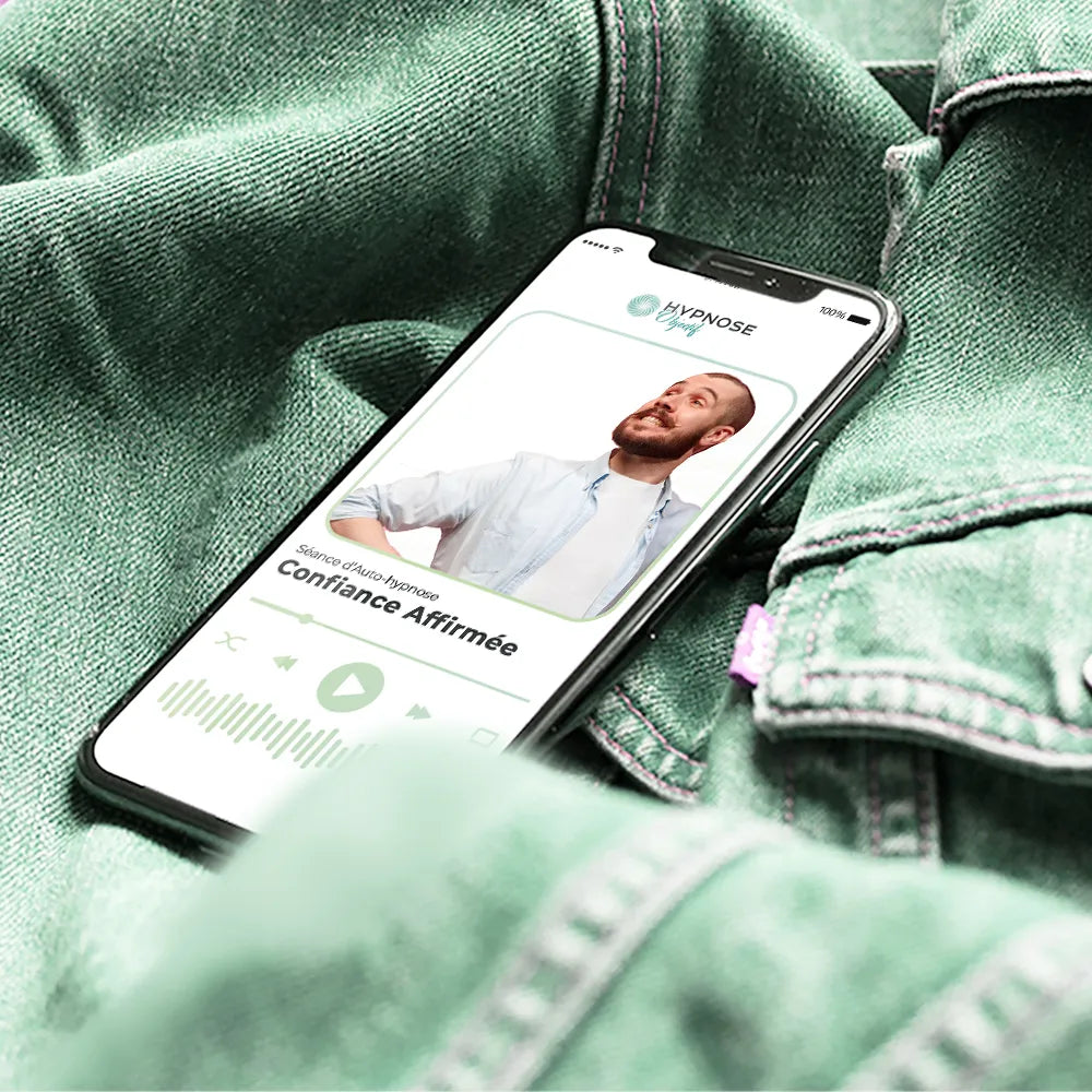 Mockup mise en situation de la séance Confiance Affirmée – séance d’auto-hypnose 20 minutes –