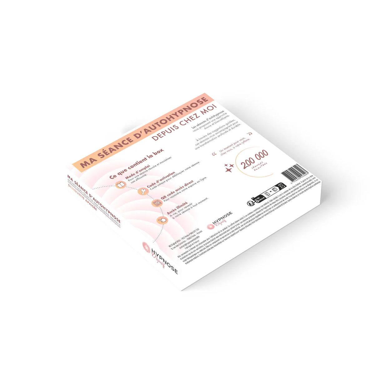 Mockup verso de la Box Silhouette Apaisée – informations et conseils d’utilisation – HypnoseObjectif