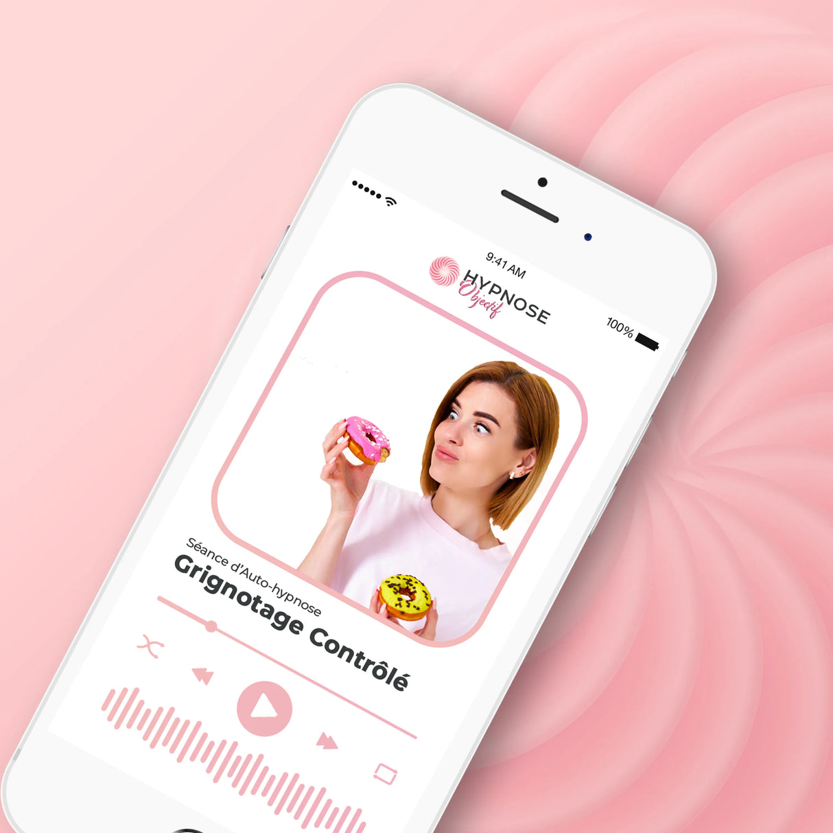 Mockup de la séance Grignotage Contrôlé – séance d’auto-hypnose 20 minutes – HypnoseObjectif