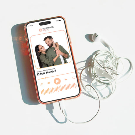 Mockup écouteurs de la séance Désir Ravivé – séance d’auto-hypnose 20 minutes – HypnoseObjectif